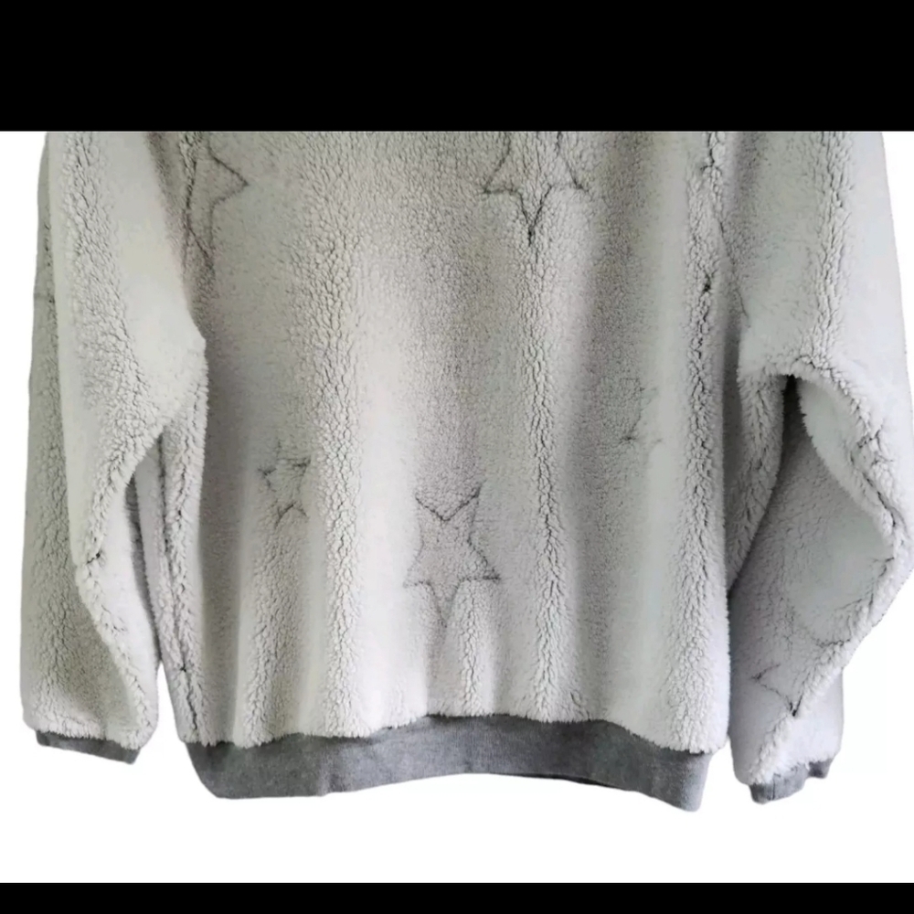 Dylan by True Grit Sherpa Snow Star Crew Sweater Winter White Women Size Small - Picture 3 of 6